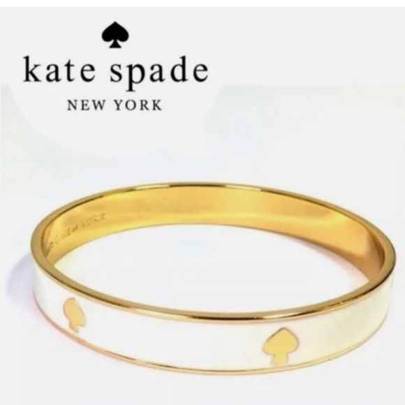 Kate Spade Spade Enamel Bangle Bracelet- Ivory Cream White w/ Dustbag Box - Picture 6 of 9